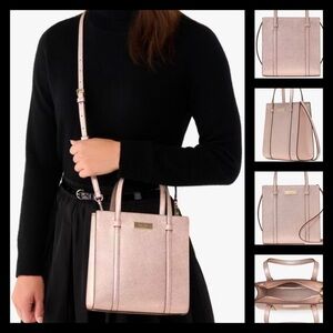 Kate Spade Kenzie Limited Edition Metallic Rose Gold Small CrossbodyTote Bag NWT